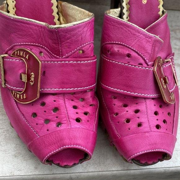 Art Pemla Leather Peep Toe Wedges Fuschia - Picture 3 of 8